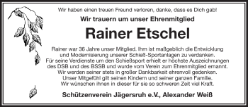 Traueranzeige von Rainer Etschel von Frankenpost