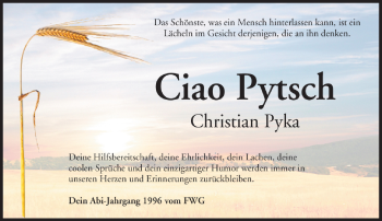 Traueranzeige von Christian Pyka von Neue Presse Coburg