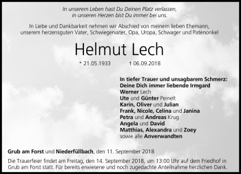 Traueranzeige von Helmut Lech von Neue Presse Coburg