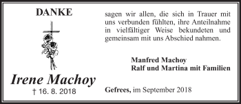 Traueranzeige von Irene Machoy von Frankenpost