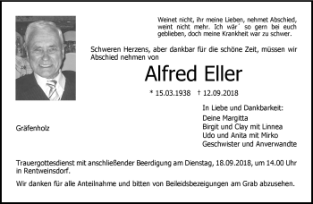 Traueranzeige von Alfred Eller von Neue Presse Coburg