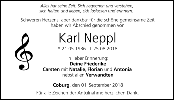 Traueranzeige von Karl Neppl von Neue Presse Coburg