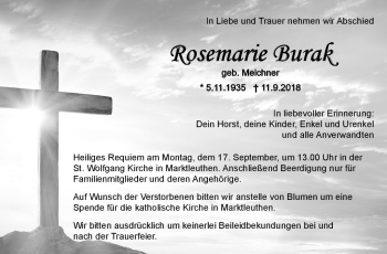 Traueranzeige von Rosemarie Burak von Frankenpost