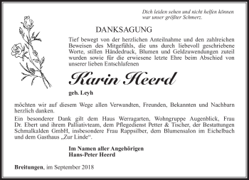 Traueranzeige von Karin Heerd von Südthüringer Presse