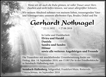 Traueranzeige von Gerhardt Nothnagel von Südthüringer Presse