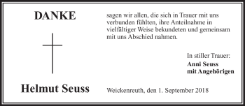 Traueranzeige von Helmut Seuss von Frankenpost