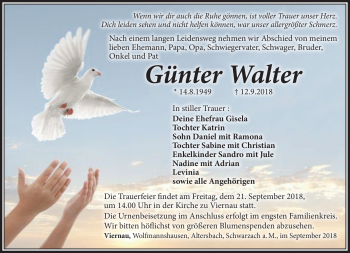 Traueranzeige von Günter Walter von Südthüringer Presse
