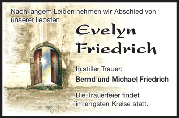 Traueranzeige von Evelyn Friedrich von Südthüringer Presse
