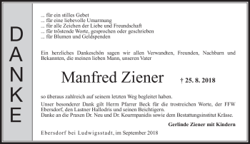 Traueranzeige von Manfred Ziener von Neue Presse Coburg