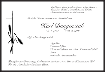 Traueranzeige von Karl Bungenstab von Frankenpost