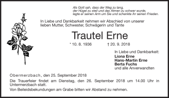 Traueranzeige von Trautel Erne von Neue Presse Coburg