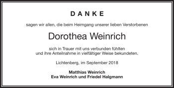Traueranzeige von Dorothea Weinrich von Frankenpost