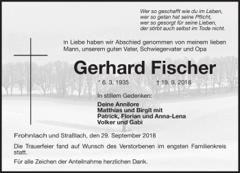 Traueranzeige von Gerhard Fischer von Neue Presse Coburg