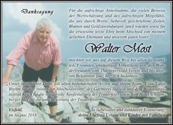 Traueranzeige von Walter Most von Südthüringer Presse