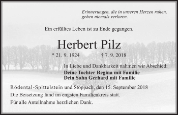 Traueranzeige von Herbert Pilz von Neue Presse Coburg