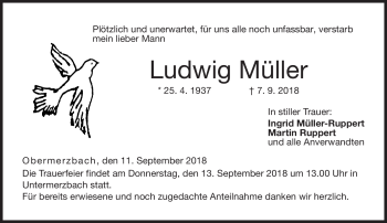 Traueranzeige von Ludwigw Müller von Neue Presse Coburg