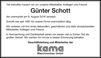 Traueranzeige von Günter Schott von Frankenpost
