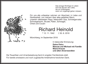 Traueranzeige von Richard Heinold von Frankenpost
