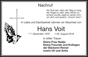 Traueranzeige von Hans Voit von Frankenpost