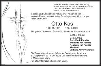 Traueranzeige von Otto Käs von Frankenpost