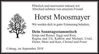 Traueranzeige von Horst Moosmayer von Neue Presse Coburg