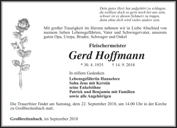 Traueranzeige von Gerd Hoffmann von Südthüringer Presse
