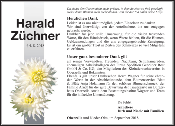 Traueranzeige von Harald Züchner von Südthüringer Presse