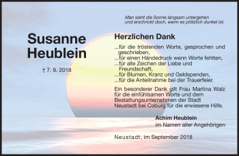 Traueranzeige von Susanne Heublein von Neue Presse Coburg