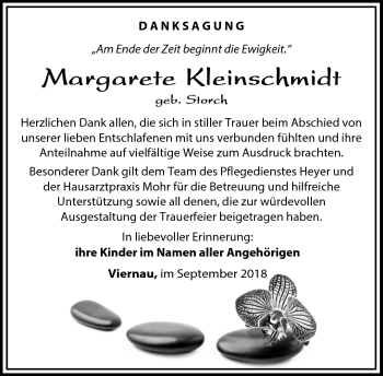 Traueranzeige von Margarete Kleinschmidt von Südthüringer Presse