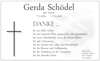 Traueranzeige von Gerda Schödel von Frankenpost