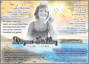 Traueranzeige von Dagmar Stichling von Südthüringer Presse