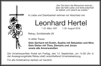 Traueranzeige von Leonhard Hertel von Frankenpost