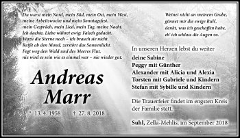 Traueranzeige von Andreas Marr von Südthüringer Presse