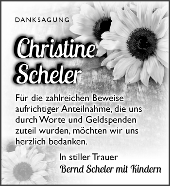 Traueranzeige von Christine Scheler von Südthüringer Presse