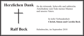Traueranzeige von Ralf Beck von Frankenpost