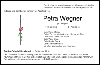 Traueranzeige von Petra Wegner von Neue Presse Coburg