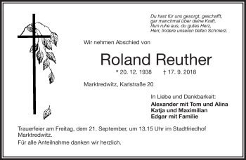 Traueranzeige von Roland Reuther von Frankenpost