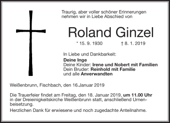 Traueranzeige von Roland Ginzel von Neue Presse Coburg