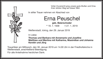Traueranzeige von Erna Peuschel von Frankenpost