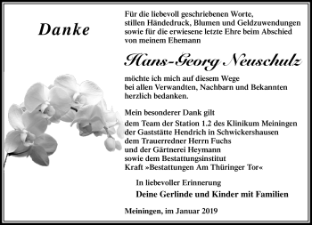 Traueranzeige von Hans-Georg Neuschulz von Südthüringer Presse
