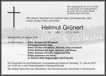 Traueranzeige von Helmut Grünert von Frankenpost