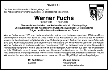 Traueranzeige von Werner Fuchs von Frankenpost