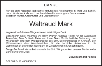 Traueranzeige von Waltraud Mark von Neue Presse Coburg