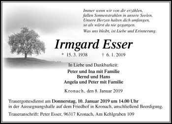 Traueranzeige von Irmgard Esser von Neue Presse Coburg