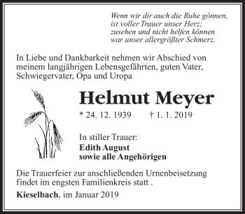 Traueranzeige von Helmut Meyer von Südthüringer Presse