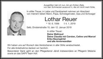 Traueranzeige von Lothar Reuer von Frankenpost