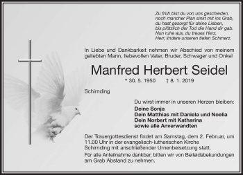 Traueranzeige von Manfred Herbert Seidel von Frankenpost