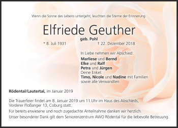 Traueranzeige von Elfriede Geuther von Neue Presse Coburg