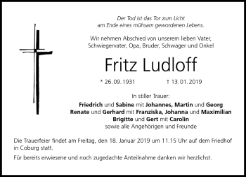 Traueranzeige von Fritz Ludloff von Neue Presse Coburg