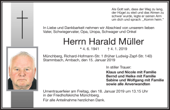 Traueranzeige von Harald Müller von Frankenpost